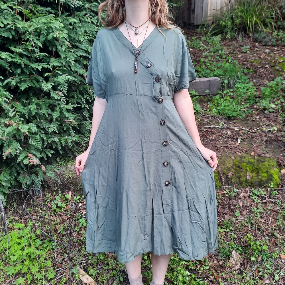 Green Button-Down Dress